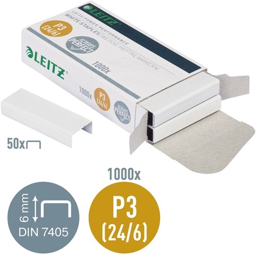 Nieten Leitz P3 24/6 wit 1000 stuks-1