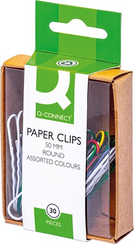 Paperclip Q-Connect 50mm assorti 30stuks