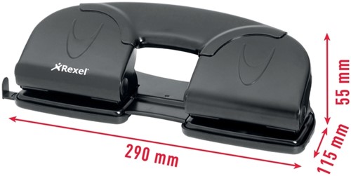 Perforator Rexel V412 4-gaats 12 vel zwart-2