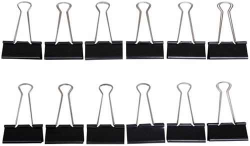 Papierklem MAUL 213 foldback 50mm zwart 12 stuks-1