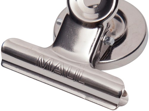 Papierklem MAUL Bulldog met magneet 40mm zilver 2 stuks-2