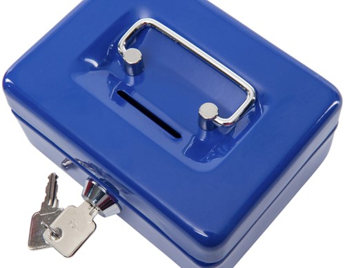 Geldkist MAUL met muntgleuf en slot 125x95x60mm blauw-2