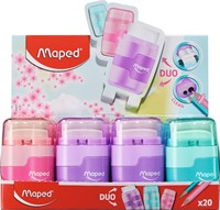 Puntenslijper Maped Connect 2gaats met gum display á 20 stuks pastel assorti-2