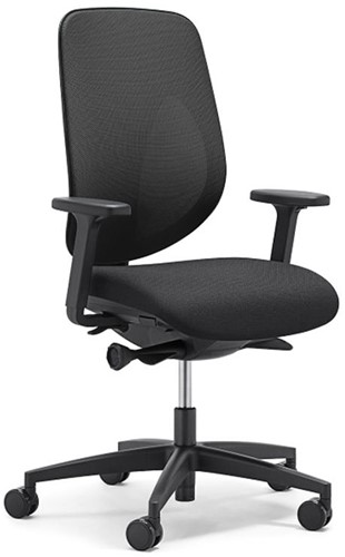 Bureaustoel Giroflex 353-4029 zitting PK1 Xtreme zwart EXR009 netrug zwart, inclusief 4D-armleggers en met zwart kunststof voetkruis, zachte wielen 65mm 