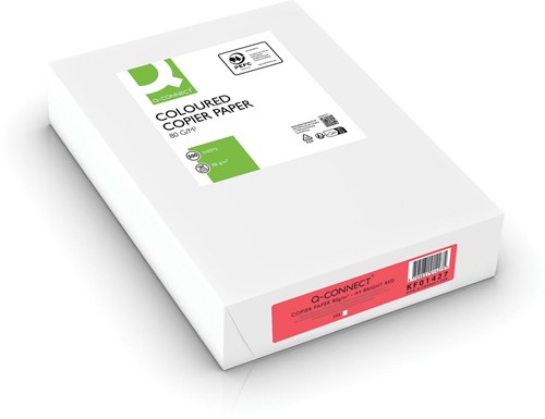 Kopieerpapier Q-Connect A4 80gr felrood 500 vel