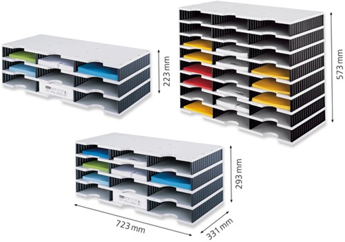Vakkenset Styrodoc A4 12 vaks zwart/grijs-2