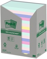 Memoblok Post-it 655-RPT 76x127mm recycled rainbow pastel 16 stuks