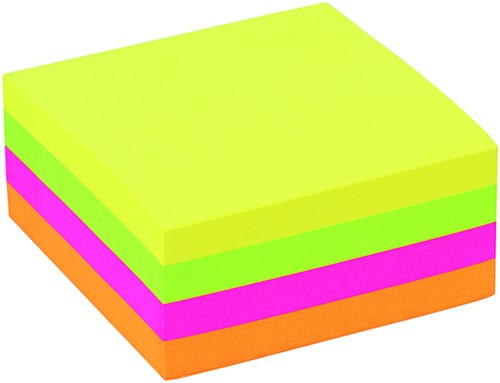 Memoblok Quantore 76x76mm neon kleuren assorti 4 kleuren 400 vel-3
