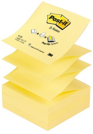 Memoblok 3M Post-it Z-Note R330 76x76mm geel PROMO (8+1) + gratis dispenser (OUTLET op=op)-3