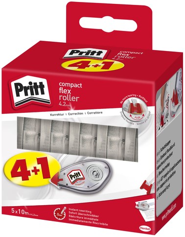 Correctietape Pritt Compact Flex 4.2mmx10m valuepack à 4+1 gratis