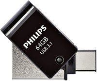 USB stick 3.1 Philips 2in1 USB-A 64GB zwart