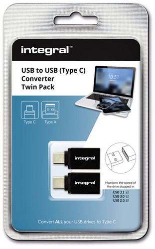 Adapter Integral 3.1 USB-A naar USB-C 2 stuks-2