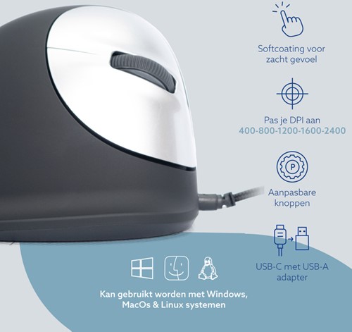 Muis R-Go Ergonomisch HE Break Draad Rechts M-3