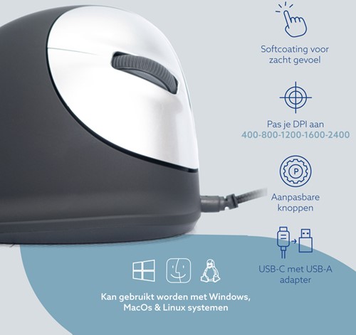 Muis R-Go Ergonomisch HE Break Draad Rechts L-2