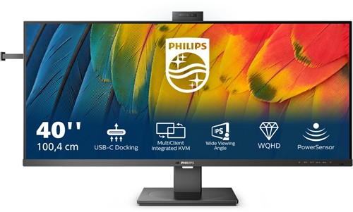 Philips 5000 series 40B1U5601H/00 computer monitor 101,6 cm (40") 3440 x 1440 Pixels Wide Quad HD LCD Zwart