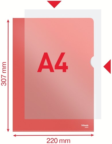 Insteekmap L-model Esselte standaard A4 0.11mm PP rood 100 stuks-3