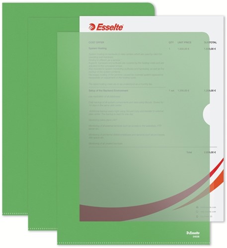Insteekmap L-model Esselte standaard A4 0.11mm PP groen 100 stuks-9