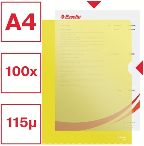 Insteekmap L-model Esselte standaard A4 0.11mm PP geel 100 stuks-8