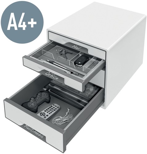 Ladenblok Leitz WOW CUBE A4 maxi 4 laden wit/grijs-1