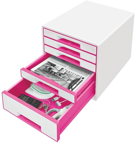 Ladenblok Leitz WOW 5 laden wit/roze-3