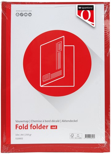 Vouwmap Quantore A4 ongelijke zijde 250gr rood-1