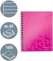 Notitieboek Leitz WOW A5 spiraal PP lijn roze-1