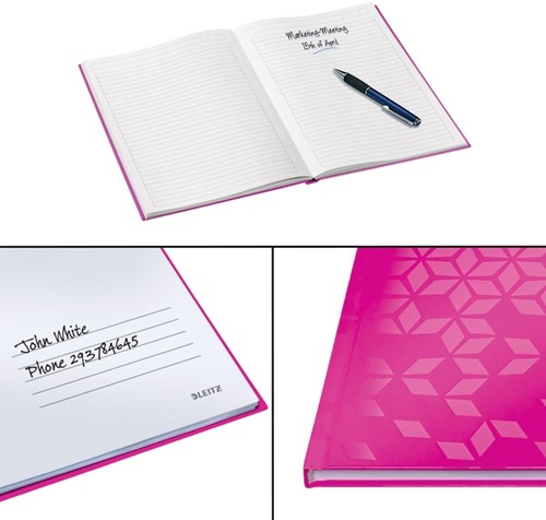 Notitieboek Leitz WOW A4 160 pagina's 90gr lijn roze-2