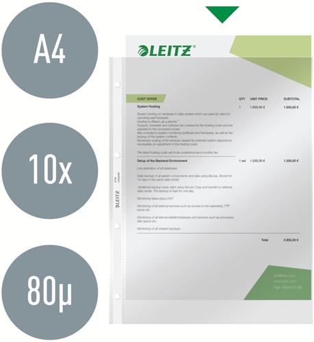 Showtas Leitz Premium standaard copy safe 0.09mm 4-gaats PVC A4 glashelder 100 stuks-6