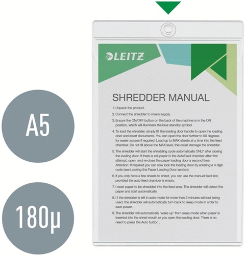 Insteekmap U-model Leitz Premium met ophangoog 0.20mm PVC A5 transparant 50 stuks-1