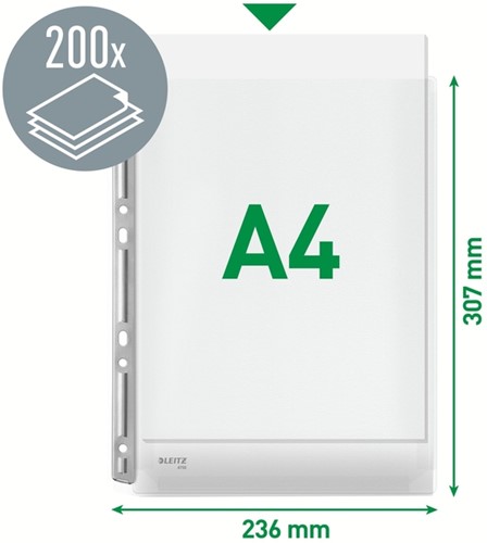 Harmonica showtas Leitz Premium 0.17mm metalen perforatiestrip copy safe A4 glashelder 3 stuks-6