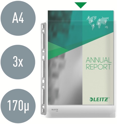 Harmonica showtas Leitz Premium 0.17mm metalen perforatiestrip copy safe A4 glashelder 3 stuks-7