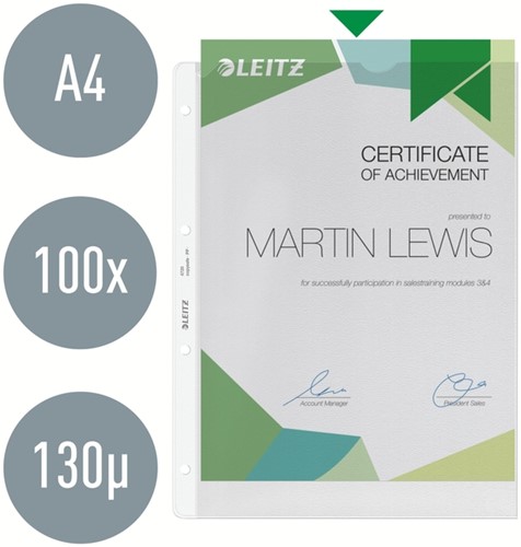 Showtas Leitz Premium copy safe 0.13mm 4-gaats PP A4 transparant 100 stuks-1