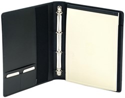 Schrijfmap van der Spek A4 4R 25mm O-mech leer met nerf zwart