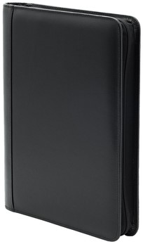 Schrijfmap van der Spek A4 4R 25mm O-mech rits rundleer met nerf zwart-2