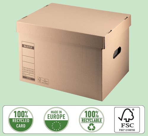 Archief- en transportdoos met deksel Leitz Premium 335x280x440mm natuurbruin-2