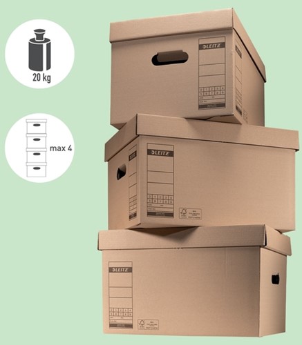 Archief- en transportdoos met deksel Leitz Premium 335x280x440mm natuurbruin-6