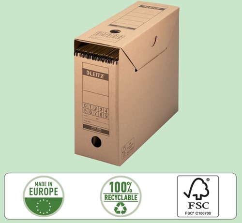 Archiefdoos met deksel Leitz Premium 120x275x325mm natuurbruin-9
