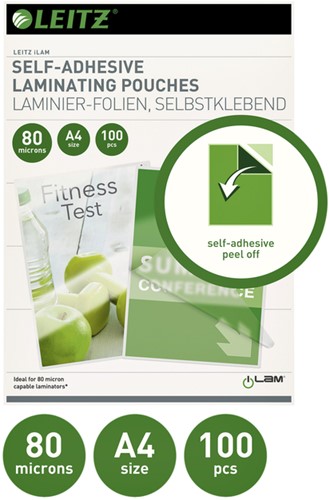 Lamineerhoes Leitz iLAM A4 zelfklevend 2x80micron EVA 100 stuks-2