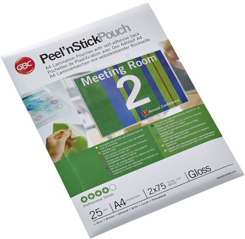 Lamineerhoes GBC A4 zelfklevend 2x75micron 25 stuks