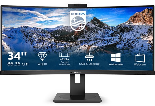 Philips P Line 346P1CRH/00 LED display 86,4 cm (34") 3440 x 1440 Pixels UltraWide Quad HD Zwart