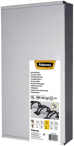 Draadrug Fellowes 10mm 34-rings A4 zilver 100 stuks