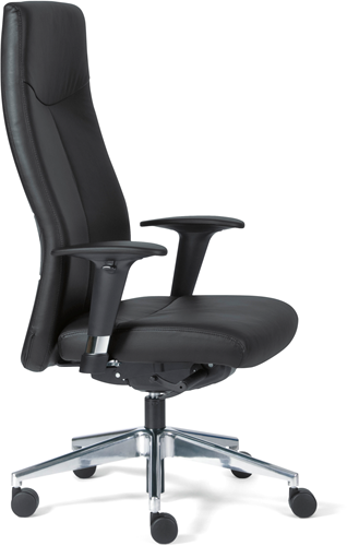 Bureaustoel Rovo XL 5910A zitting zwart leder en rug zwart kunstleder, gepolijst voetenkruis-2