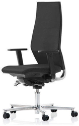 Bureaustoel Rovo R12 6060 EB zitting en rug zwart gepolijst voetenkruis en lendensteun