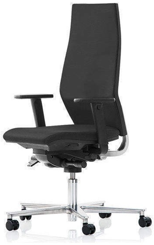 Bureaustoel Rovo R12 6060 EB zitting en rug zwart gepolijst voetenkruis en lendensteun