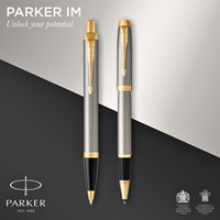 Balpen en Rollerpen Parker IM brushed metal GT medium 2 stuks-2