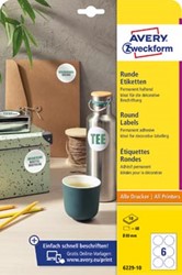 Etiket Avery Zweckform rond wit, diameter 80 mm, permanent klevend, 60 etiketten, 10 vellen