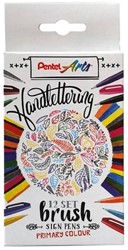 Brushpen Pentel SES15C Sign Artist standaardkleuren 12 stuks