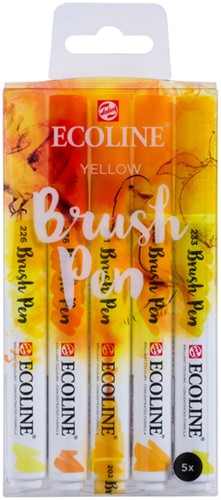 Brushpen Talens Ecoline set à 5 stuks geel-3