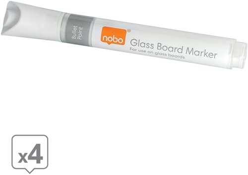 Viltstift Nobo glasbord wit 4 stuks-4