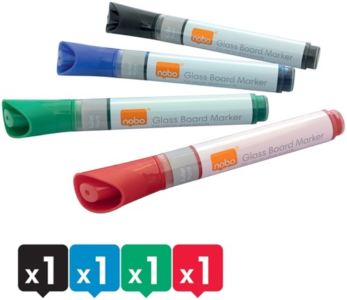 Viltstift Nobo glasbord assorti 4 stuks-4